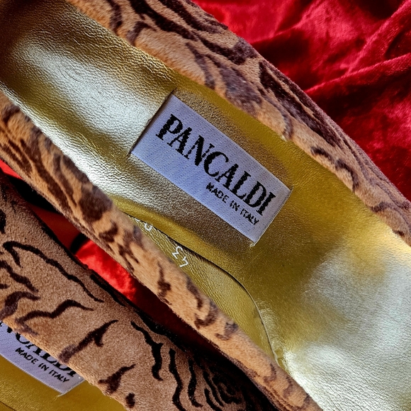 Shoes Vintage PANCALDI Velvet Leather Women Italy 1990s - Picture 15 of 16